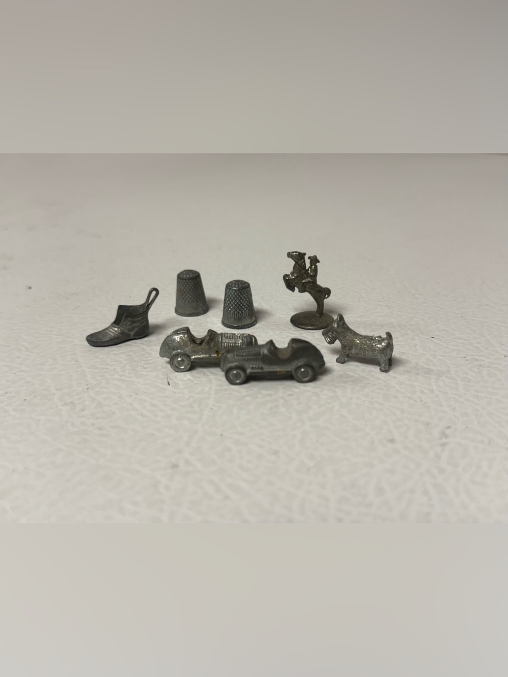 7 Vintage Monopoly Metal Board Game Pieces Tokens Replacement Parts Thimble Car